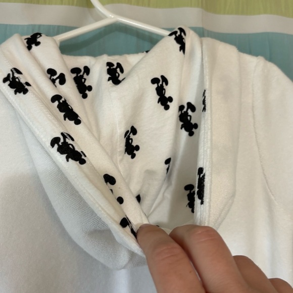 Disney Mickey Hooded Swim Coverup White & Black Sz XS - Picture 9 of 11